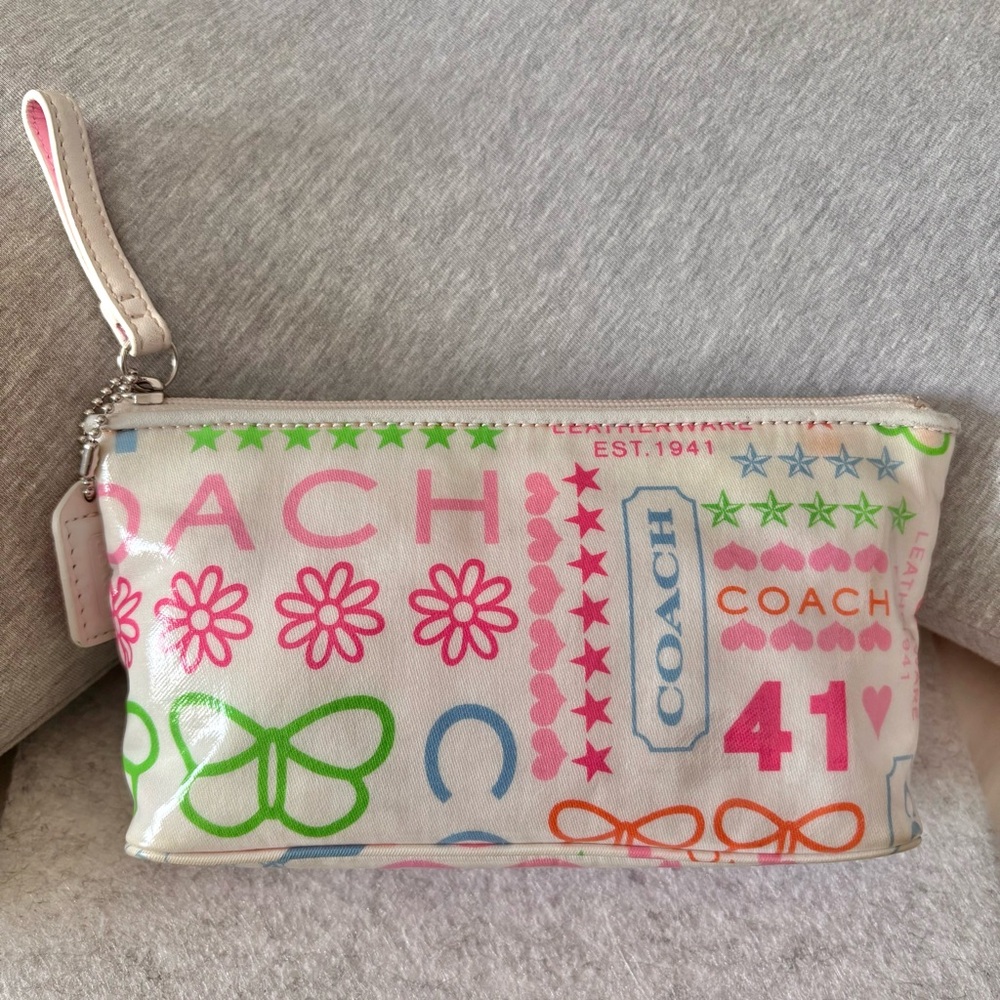 Coach Poppy Multicolor Graphic Cosmetic Bag- Vintage